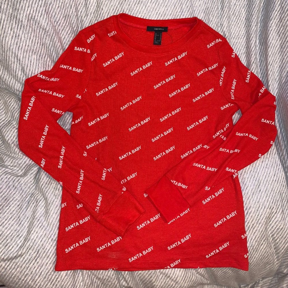 NWOT Santa Baby Christmas Waffle Tee